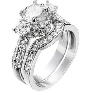 925 Silver Rings Women Jewelry White Gold Ring Size 5-11